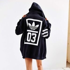 Adidas Black Trefoil 03 Number Design Zip Up Hoodie